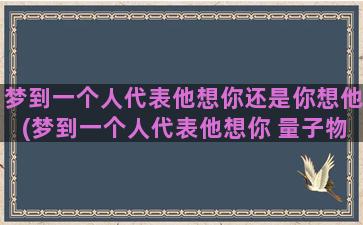 梦到一个人代表他想你还是你想他(梦到一个人代表他想你 量子物理)